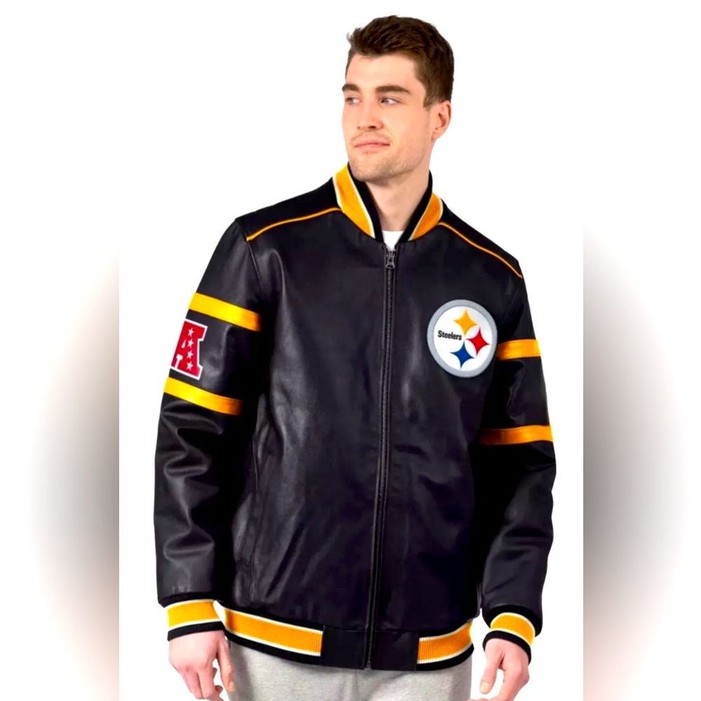 ❌SOLD❌Unisex 2XL NFL Steelers faux leather jacket for fans of Pittsburg.,"